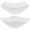 Bowls 2 Pcs Pallet Ceramic Dish Bowl Cereal Dinner Plate Serving Snack Tray White Utility
