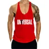 Herrtankstoppar Bodybuilding Man Top Casual Letter Print Gym Män Vest Crop Debardeur Homme Fitnessduk Undertröja Singlet Svett för hane 230425