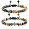 Strand 6MM couleur tigre tressé bracelet femmes perles de pierre naturelle hématite croix prière bracelets yoga guérison bijoux cadeau pour ami