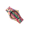 Zegarek na rękę bambusowe okrągłe stylowe dekoracyjne mężczyźni kobiety przypinaj klamra analogowy