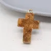 Charms Yellow Agates Druzy Crystal Natural Stone Crosses Pendant DIY för att göra halsband örhänge smycken tillbehör