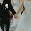 Dekoratif Çiçekler Düğün Boutonniere Gelin Nedime Bilek Korsage Damat Pimleri Çiçek İpek Beyaz Simülasyon Gül