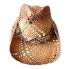 Basker raffia cowboy hatt naturligt miljöskyddsmaterial andas curling curling casual utomhus sol