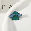 Spille Spille in lega di veicoli spaziali smaltati blu verde UFO con glitter per badge per gli amanti dello spazio esterno alieno