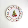 皿プレートカラフルな装飾クリスマスツリーセラミックプレートセットデザインサラダフルーツデザートスナックパーティーテーブルウェア231124