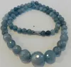 Chains 6-14mm Brazilian Aquamarine Faceted Gems Round Beads Necklace 45cm