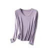 Women's T Shirts 2023 Autumn Mercerized Wool Women T-shirt V-Neck Soft Long Sleeve Casual Bottoming Tops