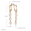 Kolczyki Dangle Kinel White Owalny Naturalny cyrkon 585 Rose Gold Kolor Wedding Biżuter