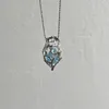 Clavicule chaîne aigue-marine collier femmes bijoux corps humain cellule série coeur bleu glace pendentif femelle niche tempérament luxe léger