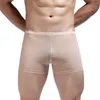 Mutande da uomo in seta di ghiaccio a vita bassa biancheria intima elasticizzata traslucida slip da uomo boxer pantaloncini mutandine boxer da uomo traspiranti