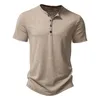 Maglietta da uomo t-shirt da uomo t-shirt polo Henley colletto estate uomo casual tinta unita manica corta T-shirt da uomo Polo da uomo magliette da uomo di alta qualità nero taglia 2XL