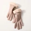 Vijf vingers handschoenen warme dames winterfluweel plus verdikkingsverdikkingsverdikkings in de herfst outdoor fietsen touchscreen vrouwen