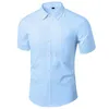 Chemises décontractées pour hommes Chemise d'été pour hommes Chemises blanches décontractées quotidiennes à manches courtes boutonnées Slim Fit Mâle Social Blouse 4XL 5XL 230425