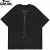 T-shirts pour hommes Streetwear T-shirt Squelette Graphique Broderie Déchiré T-shirt Surdimensionné Hommes Coton T-shirt Hip Hop Lâche Tops T-shirts Hipster 230426
