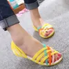 Sandals Candy Rainbow Flats Women's Sandals Jelly Shoes Peep Toe Summer Beach Shoes Zapatos De Mujer Women's Slide Sandals