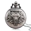 Pocket Watches Bronze/Grey Roar Lion Full Quartz Watch Arabic Numerals Necklace Pendant Clock Fob Sweater Chains 2023Pocket WatchesPocket