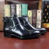 Boots Sipriks Luxury Calf Skin Shoes For Men Comfort Italian Goodyear Welted Ankle With Monk Straps Male Cowboy