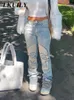 Dames shorts schedel vintage bedrukte jeans dames hoge taille y2k streetwear 90s baggy jeans broek denim broek Harajuku vracht rechte Jean 230425