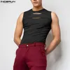 Topy z czołgami męskimi Inden Tops American Style Men Dust Out Out Knitting Design Tank Tops Fashion Male Solid Allmatch Proste kamizelki S5XL 230425