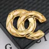 20style Designer Brand Double Letter Brooches Geometric Suit Collar Pin Crystal Rhinestone High Quality Gold Plated Wedding Clothing