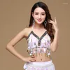 Scen Wear Sequin Halter Bra Top Belly Dance Boho Festival Clubing Tribal BH BellyDance Sequins Pärlad vuxen fransar