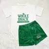 المسارات النسائية القصيرة الأكمام القصيرة الحريرية السراويل اللياقة البدنية النحافة الحزب Club Club Sports Printing Summer Silver