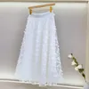 Skirts Three-Dimensional Embroidery Fashion Casual Elastic High Waist Skirt Vintage Womens Chic Midi Summer