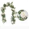 Decorative Flowers 6inch Artificial Rose Vine Fake Flower Garland Decoration Hanging Eucalyptus With Champagne Wedding Arch Arrangement