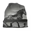 Berretti Black Frisian Stallion Rampante Bonnet Cappelli Cappello lavorato a maglia fresco per donna Uomo Inverno Warm Horse Skullies Berretti Berretti