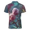 Polos masculinos de pólo floral camisa de pólo rosa impressão casual estilo diário estilo masculino de mangas curtas de manga curta camisetas de design de colarinho virado