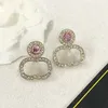 2024 Fashion Designer Stud Earrings channel Women Fashion Brand Double Letter Geometric Big Annulus Earring Inlay Crystal Eardrop Wedding Jewelry ax44i