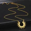 Chains Sun Ray Half Circle Spiked Femme Pendant Necklace 18K Gold Plated Stainless Steel Geometric Charm Choker Chain For Women Jewelry