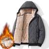 メンズダウンパーカー暖かいフリース冬のジャケットプラスサイズ8xlフード付きラムウール太いアウターコート特大の綿パッド付きコート231124