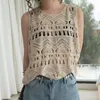 Blouses pour femmes Style japonais Kawaii évider Crochet fleur sans manches dentelle sous-couche Blouse femmes été mode décontracté mignon femme hauts