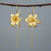 Stud Lotus Fun 18K Gold Lily Flower Dangle örhängen Real 925 Sterling Silver Handmased Designer Fine Jewelry Earrings for Women Bijoux 231124