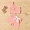 Zestawy odzieżowe Urodzone dziecięce stroje ubrania letniego letniego ramion krótkie krótkie kolory garnituru 2-częściowy Ropa de Navidad