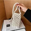 Evening Bags Women Fashion Small Crossbody Phone Bag Solid Color Hollow-out Woven Crochet Lightweight Braided Shoulder Handbag Messenger