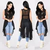 Women's Blouses Shirt Sexy Transparent Fluoroscopy Sleeveless Loose Blouse Casual Summer Tops Bikini Swim Cover Up Clothes 230425