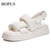 Sandals hopus dames sandalen mode open teen casual zomerschoenen voor vrouwen dikke zool comfortabele dames plat sandalen zwart 230425