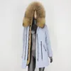 Femmes fausse fourrure BLUENESSFAIR 2023 imperméable Parka vrai manteau veste d'hiver femmes naturel grand col de raton laveur capuche épais chaud vêtements d'extérieur