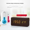 Desk Table Clocks Wooden Alarm Clock LED Luminous Mute Sound Control USB Electronic Room Bedside With Time Date Temperature 231124