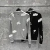 Women's Knits Women Sweaters High Qiaulty Hollow Pick Hole Cardigan Intarsia Contrast Knit Sky Thin Coat