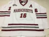 Anpassad 16 Cale Makar NCAA College Massachusetts Minutemen Hockey Jersey Umass 35 Year East Jerseys Wine Red White valfritt namnnummer