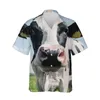 Chemises décontractées pour hommes Jumeast 3d mignon visage de vache drôle imprimé chemise hawaïenne hommes à manches courtes Anime dessin animé hauts amples Streetwear 5XLMen's
