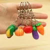 Keychains Simulation Vegetables Keychain Carrot Corn Tomatoes Eggplant Pumpkin Pendant Girl Bag Figurine Phone Pendants Car Chain Key Ring