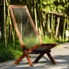 Opvouwbare houten buitenloungestoel Laag profiel acaciahout loungestoel voor de patio, veranda, balkon, gazon, tuin, houten accentmeubilair voor thuis