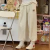 Capris Houzhou Kawaii Harajuku Joggers Pants womenソフトガールルーズベージュバギー韓国ファヒオンピンクグレーズボン