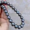 Chaînes Naturel Énorme 18 "11-12mm Mer Véritable Collier De Perles Noires Pour Femmes Bijoux Colliers