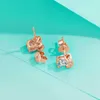 Kolczyki do stadnin 1-2CT Moissanite Bowknot Rose Gold Splated D Color VVS1 Diamond Ear Studs 925 Sterling Srebrne z GRA