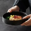 皿プレートクリエイティブフロストブラックホワイトディナープレートクッキングスープボウルサラダフルーツ食器セットキッチンの調理器具磁器231124